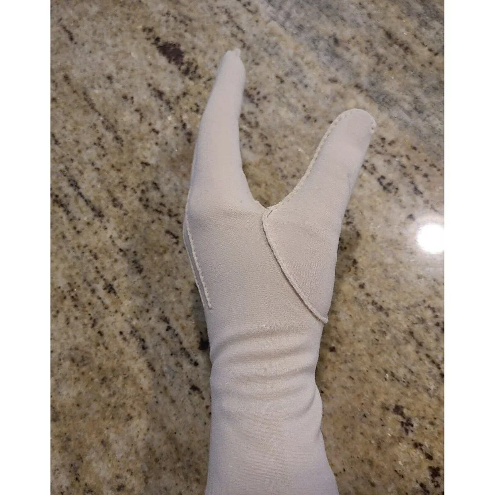 Vintage One Size Beige Formal Nylon Stretch Gloves 10